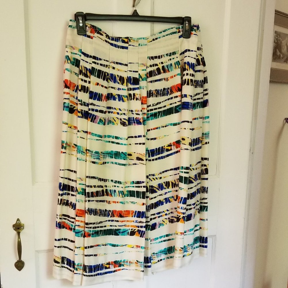 Rachel Roy Silk Multi-colored Pleated Skirt with Pockets in Size 8